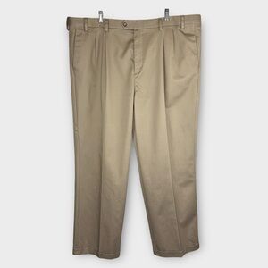 Croft & Barrow Men's Tan Dress Pants 46 X 34 Khakis Chinos Cuffed Dressy Office